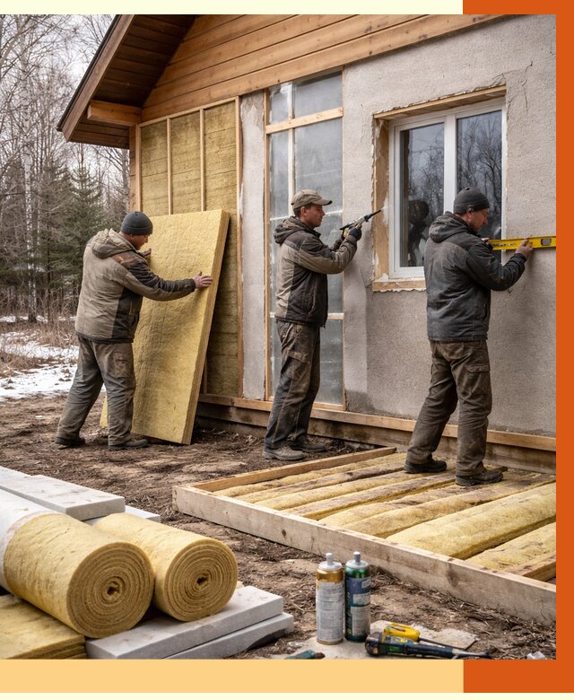 Утепление дачного дома в Красноуфимске от 4825 руб/м2 — недорого | ТепломастерКрф