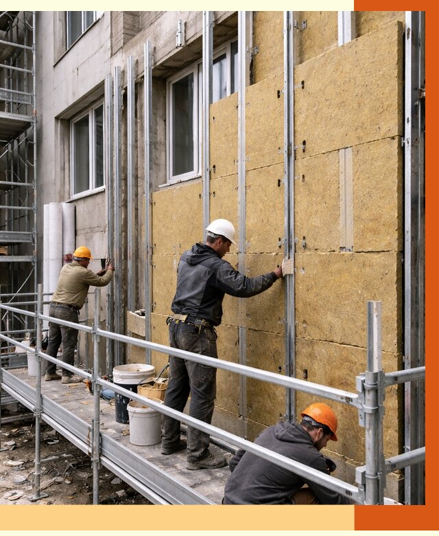 Утепление вентилируемого фасада в Красноуфимске от 5688 руб/м2 — монтаж и утепление вентфасад | ТепломастерКрф